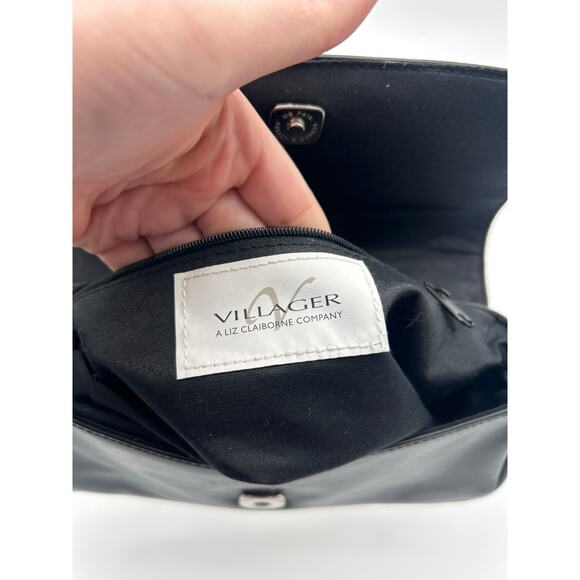 Villager Liz Claiborne Black Small Shoulder Baguette Bag Y2K Minimalist - Picture 9 of 9